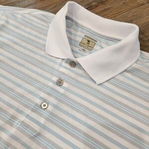 Lone Cypress by Pebble Beach Performance Polo Shirt Men Large Blue Gray Striped